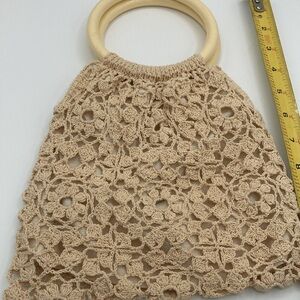 Vintage cream colored Crocheted Handbag/Purse with cool BOHO handles!